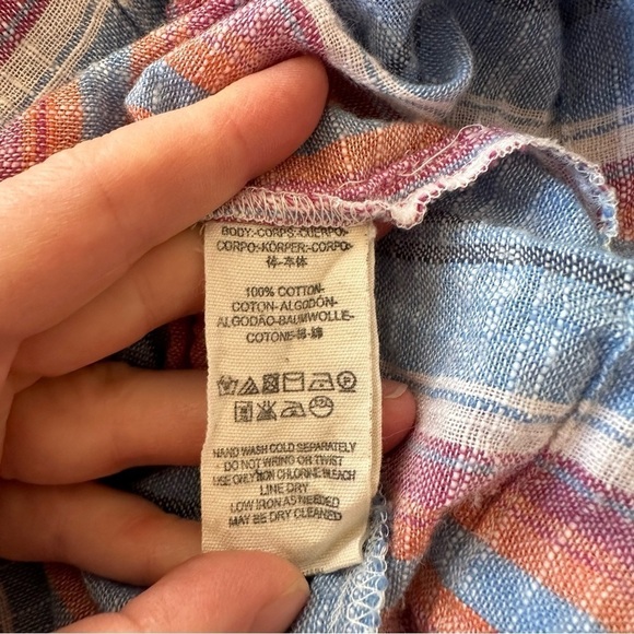 Free People Raw Hem Striped Babydoll Lightweight Blouse - Picture 12 of 13